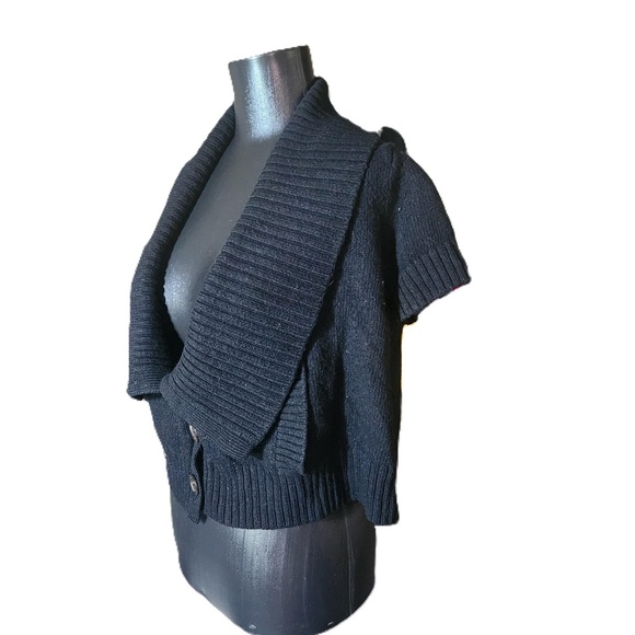 Club Monaco Black Merino Wool Short Sleeve Cardigan M - Picture 7 of 10